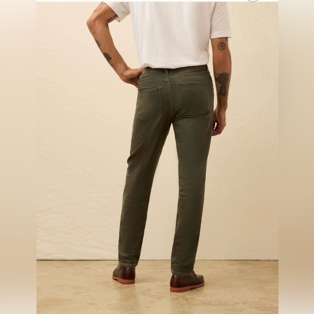 Faherty Stretch Terry 5-Pocket Pant - Fall Olive SZ 33 - Picture 2 of 9
